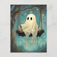 A Cute Ghost on a Swing Postcard