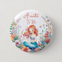 Auntie To Be Mermaid Baby Shower  Button