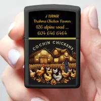 Caring for Cochin Chickens at Dusk on a Farm Zippo Lighter