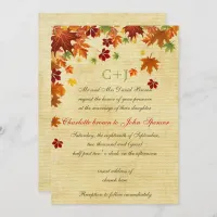 Fall Leaves Rustic Wedding Invitation