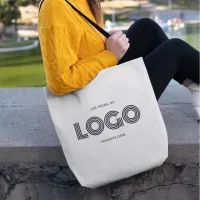 Modern White and Black Rectangular Logo Tote Bag