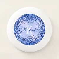 Simple Blue Brushed Metal and Glitter Monogram | Wham-O Frisbee