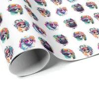 80s Retro Cool Cats with Sunglasses White Wrapping Paper