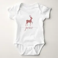Rose Gold Faux Glitter Peace Reindeer Baby Bodysuit