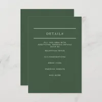  Simple Elegant Minimal Modern Green Wedding  Enclosure Card