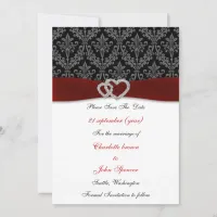 damask diamante red save the date