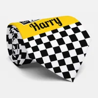 Taxi Driver Off Duty Fun New York Yellow Cab Check Neck Tie