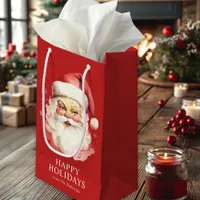 Red Vintage Retro Santa Claus Christmas Small Gift Bag