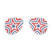 July 4th Red White and Blue Star Aviator Sunglasses