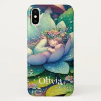 Fairy Sleeping on a Flower Personalized iPhone XS Case