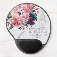 Christian Girly Vintage Floral Marble Bible Verse Gel Mouse Pad