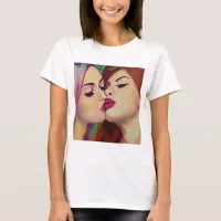 Watercolor Pride Two Women Share a Kiss T-Shirt