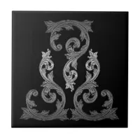 elegant Ornate Goth Design Ceramic Tile