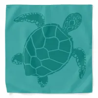 Blue Sea Turtle Drawing Bandana