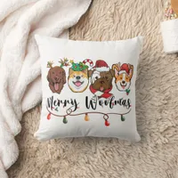 Merry Woofmas Typography Throw Pillow