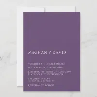 Purple Simple Elegant Modern Wedding  Invitation