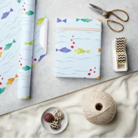 Cute romantic fish in ocean falling in love  wrapping paper