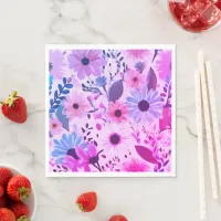 Pink, Blue And Purple Flowers | Bold Floral Party Napkins