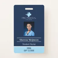 CRNA Student Nurse Practitioner Blue QR Code Photo Badge