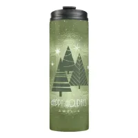 Christmas Trees and Snowflakes Green ID863 Thermal Tumbler