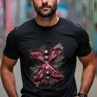 Customizable Edgy Graffiti Monogram Letter "X" T-Shirt