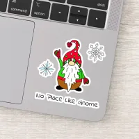 No Place like Gnome Merry Christmas Snowflakes Sticker