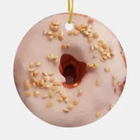 Glazed Donut Christmas Ceramic Ornament