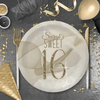 Sparkling Swirls Sweet Sixteen Gold ID652 Paper Plates