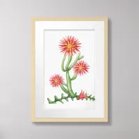 Cactus Kissed Beauty - Red Bloom Cactus Flower  Framed Art