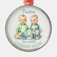 Soon To Be Twins Coming Soon Announcement Metal Ornament