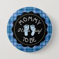 Mom to be  Blue Plaid Baby Shower button