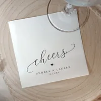 Cheers Napkins Heart Romantic Modern Wedding