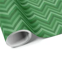 7 Shades Dark Green Zig Zag Stripe Wrapping Paper