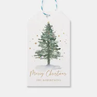 Personalized Watercolor Pine Tree Christmas Gift Tags