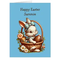 Super Big Vintage Easter Bunny with Chocolate Egg Card