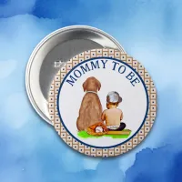 Baby Boy and Dog Baseball Baby Shower Mom to Be Button