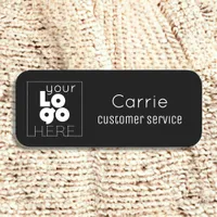 Your Logo Custom White on Black Staff Name Tag