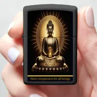 Golden Buddha radiating tranquility. Generative AI Zippo Lighter