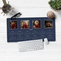 2024 Calendar Full Year Modern Photo Collage Desk Mat