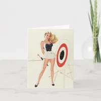 Vintage Pinup Gal Archery, Father's Day Card