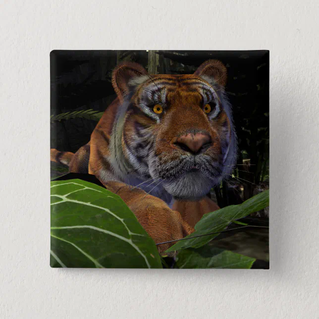 Tiger Crouching in the Jungle Pinback Button