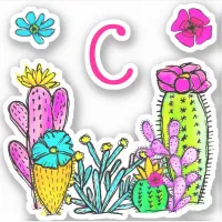 Watercolor Flowering Cactus Garden Fun Vinyl Decal