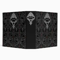 Personalize Goth Gray Ornament & Skull  3 Ring Binder