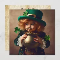 St Patrick's Party Irish Child Pot of Gold Square Invitation