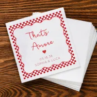 That's Amore Italian Chic Personalized Red Wedding Napkins