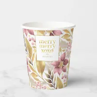 Pink Gold Christmas Merry Pattern#21 ID1009 Paper Cups