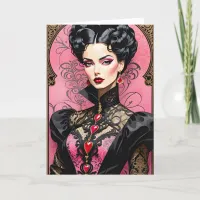 Fantasy Pink and Black Goth Valentine Lady Announcement