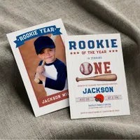 Rookie of the Year 1st Birthday Baseball Photo Invitation