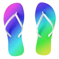 Diagonal Rainbow Gradient Blue to Green Flip Flops