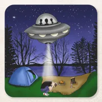 UFO Extraterrestrial Abduction Alien Square Paper Coaster